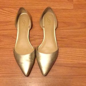 Ann Taylor LOFT d’orsay gold and tan flats size 11